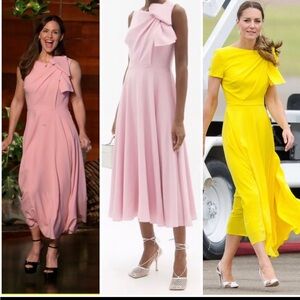 New Roksanda Kate Middleton Bow Shoulder Crepe Midi Dress